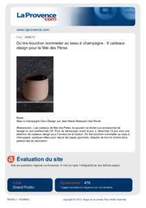 www.laprovence.com Date : Du tire-bouchon sommelier au seau à champagne : 8 cadeaux design pour la fête des Pères