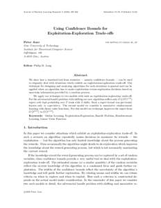 Journal of Machine Learning Research  Submitted 11/01; PublishedUsing Confidence Bounds for Exploitation-Exploration Trade-offs