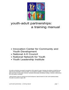 Youth-adult partnership / Youth philanthropy / Positive youth development / Youth work / Community building / Index of youth articles / National Youth Summit / Human development / Youth / Ageism