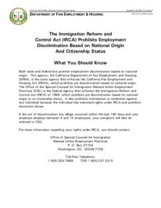 STATE OF CALIFORNIA | State and Consumer Services Agency  EDMUND G. BROWN, JR., Governor DEPARTMENT OF FAIR EMPLOYMENT & HOUSING