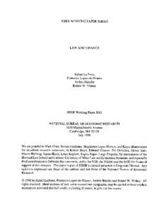 NBER WORKING PAPER SERIES  LAW AND FINANCE