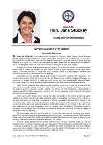 Hansard, 2 MaySpeech By Hon. Jann Stuckey MEMBER FOR CURRUMBIN