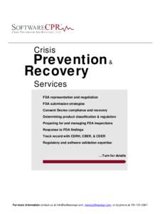 Crisis  Prevention & Recovery Services FDA representation and negotiation