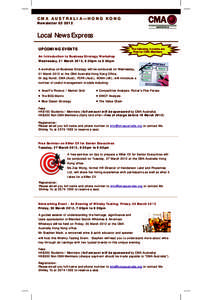 CMA AUSTRALIA—HONG KONG NewsletterLocal News Express UPCOMING EVENTS