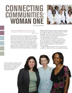 CONNECTING  COMMUNITIES: WOMAN ONE By Catherine McCorkle