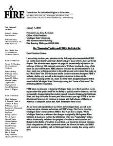 Microsoft Word - FIRE 2010 U.S. News Letter to MSU President Simon FINAL.doc