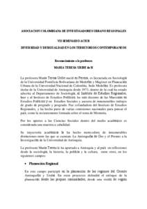 ASOCIACION COLOMBIANA DE INVESTIGADORES URBANO REGIONALES  VII SEMINARIO ACIUR
