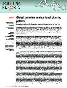 OPEN SUBJECT AREAS: BIOGEOGRAPHY Global variation in elevational diversity patterns