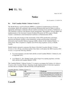 Notice - Draft Canadian Module 1 Schema Version 2.1