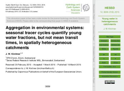 This discussion paper is/has been under review for the journal Hydrology and Earth System Sciences (HESS). Please refer to the corresponding final paper in HESS if available. Discussion Paper  Hydrol. Earth Syst. Sci. Di