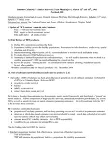Interior Columbia Technical Recovery Team Meeting #14, March 12th and 13th, 2003