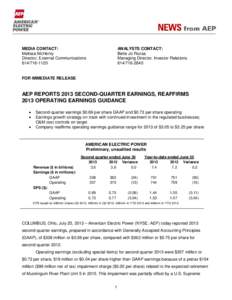 American Electric Power / PJM Interconnection / Profit / Year-to-date / Income / Generally Accepted Accounting Principles / Financial accounting / Business