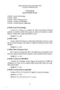 18 GCA BUSINESS S TRUCTURE & FUNCTION CH. 46 LOAN FOR EXCHANGE CHAPTER 46 LOAN FOR EXCHANGE § 46101.