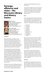 Synergy, efficiency and vision – the Worcester Library and History Centre