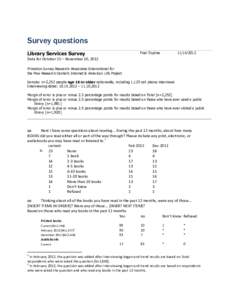 Survey questions Library Services Survey Final Topline[removed]