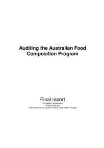 Auditing the Australian Food Composition Program Final report Dr Isabel Castanheira Principal Scientist