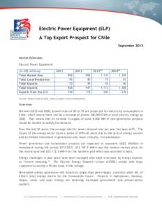 Electric Power Equipment (ELP) A Top Export Prospect for Chile September 2013 Market Estimates Electric Power Equipment