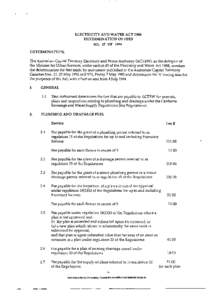 ELECTRICITY AND WATER ACT 1988 DETERMINATION OF FEES NO. 27 OF 1994 DETERMINATION: The Australian Capital Terntory Electricity and Water Authority (ACTEW), as the delegate of