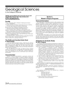 Geological Sciences In the College of Sciences OFFICE: Geology/Mathematics/Computer Science 237 TELEPHONE: FAX: E-MAIL: 