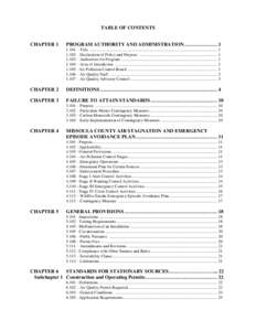 TABLE OF CONTENTS CHAPTER 1 PROGRAM AUTHORITY AND ADMINISTRATION ............................... [removed] – Title .........................................................................................................