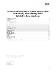 New York City Department of Health & Mental Hygiene  Community Health Survey 2008 Public Use Data Codebook  ACCESS/HEALTHCARE ..............................................................................................