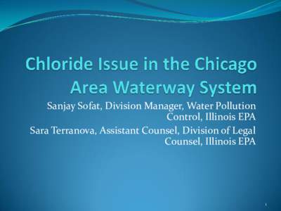 Sanjay Sofat, Division Manager, Water Pollution Control, Illinois EPA Sara Terranova, Assistant Counsel, Division of Legal Counsel, Illinois EPA  1
