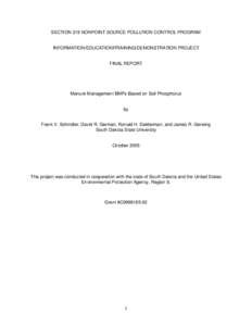 SECTION 319 NONPOINT SOURCE POLLUTION CONTROL PROGRAM  INFORMATION/EDUCATIONITRAINING/DEMONSTRATION PROJECT FINAL REPORT