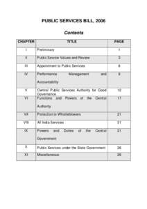 PUBLIC SERVICES BILL, 2006 Contents CHAPTER TITLE