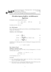 Institut f¨ ur Systemtheorie u. Regelungstechnik Universit¨at Stuttgart Prof. Dr.-Ing. F. Allg¨ower