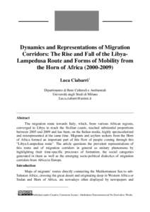 Dynamics and representations of migration corridors: the Rise and fall of the Libya-Lampedusa route and forms of mobility from the Horn of Africa[removed])