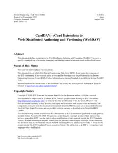 CardDAV: vCard Extensions to Web Distributed Authoring and Versioning (WebDAV)