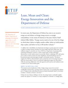 Lean, Mean and Clean: Energy Innovation and the Department of Defense