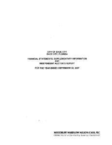 CITY OF DADE CITY DADE CITY FLORIDA FINANCIAL STATEMENTS SUPPLEMENTARY INFORMATION AND INDEPENDENT AUDITOR S REPORT FOR THE YEAR ENDED SEPTEMBER[removed]