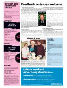 2 Waitomo News Thursday, October 11, 2012  OCTOBER 2012 ADVERTISING SPECIALS