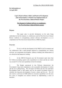 LC Paper No. CB[removed]) For information on 16 April 2010 LegCo Panel on Home Affairs and Panel on Development Joint Subcommittee to Monitor the Implementation of