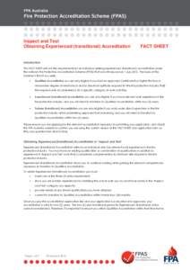 Inspect and Test Obtaining Experienced (transitional) Accreditation FACT SHEET  Introduction