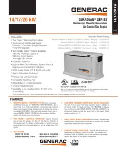 [removed]kW  GUARDIAN® SERIES Residential Standby Generators Air-Cooled Gas Engine