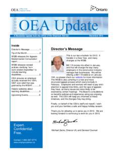 OEA Update A Newsletter Update from the Office of the Employer Adviser December[removed]Inside