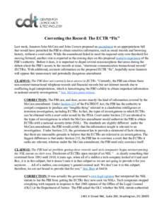      Correcting the Record: The ECTR “Fix”    