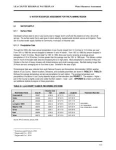 LEA COUNTY REGIONAL WATER PLAN  Water Resources Assessment 6. WATER RESOURCES ASSESSMENT FOR THE PLANNING REGION