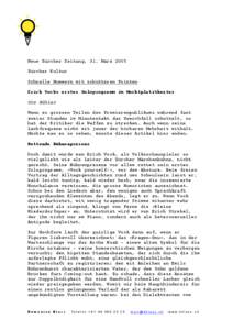 Neue Zürcher Zeitung, 31. März 2005 Zürcher Kultur Schnelle Nummern mit schütteren Pointen
