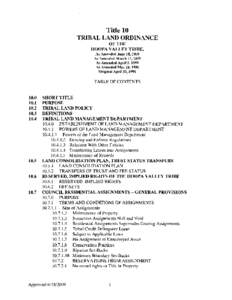 Title 10 TRIBAL LAND ORDINANCE OF THE HOOPA VALLEY TRIBE, As Amended June 18, 2009 As Amended March 17,2005