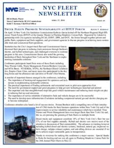 NYC FLEET NEWSLETTER Bill de Blasio, Mayor Stacey Cumberbatch, DCAS Commissioner Keith T. Kerman, Chief Fleet Officer