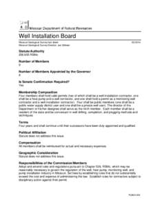 Well Installation Board Missouri Geological Survey fact sheet Missouri Geological Survey Director: Joe Gillman[removed]