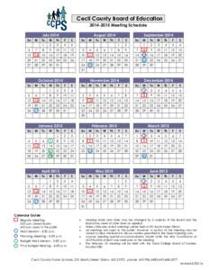 Cecil County Board of Education[removed]Meeting Schedule July 2014 Su  M