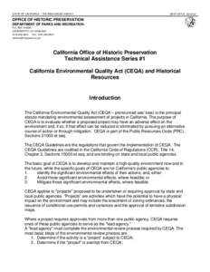 STATE OF CALIFORNIA – THE RESOURCES AGENCY  GRAY DAVIS, Governor OFFICE OF HISTORIC PRESERVATION DEPARTMENT OF PARKS AND RECREATION