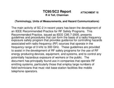 TC95/SC2 Report R A Tell, Chairman ATTACHMENT 18  (Terminology, Units of Measurements, and Hazard Communications)