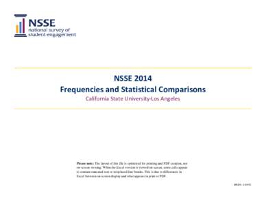 NSSE 2014 Frequencies and Statistical Comparisons California State University-Los Angeles Please note: The layout of this file is optimized for printing and PDF creation, not on-screen viewing. When the Excel version is 
