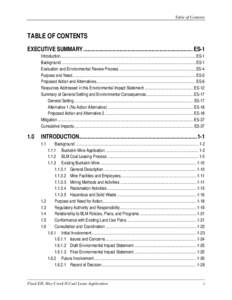 Table of Contents  TABLE OF CONTENTS EXECUTIVE SUMMARY ............................................................................... ES-1   Introduction ................................................................