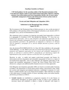 Standing Committee on Finance COP draft guidance for the operating entities of the financial mechanism of the Convention for enhance action on non-market-based approaches related to reducing emissions from deforestation 